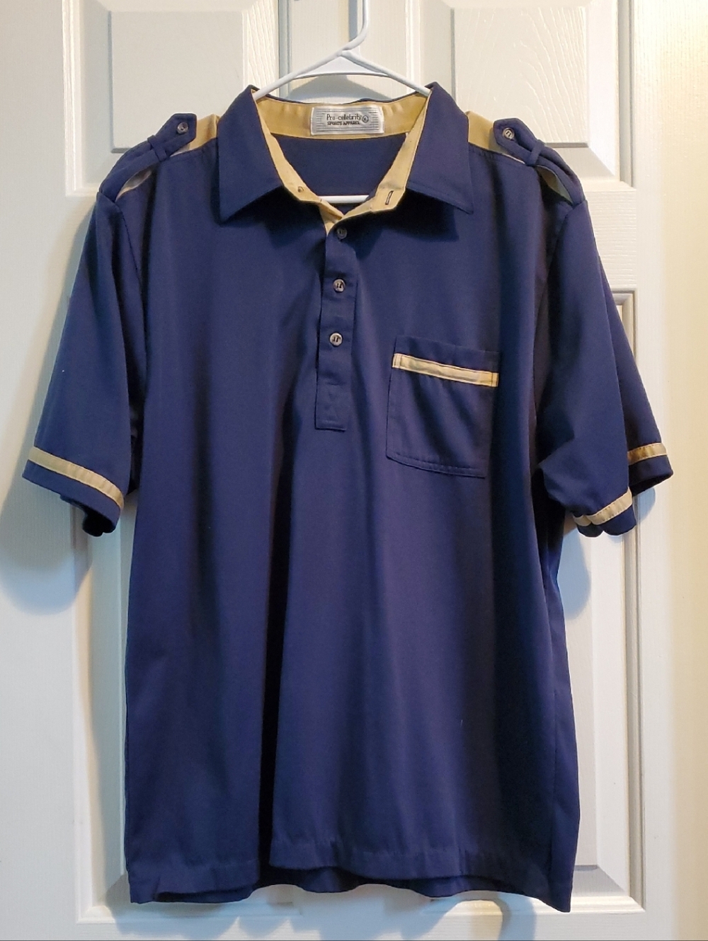 Vintage Navy XL Polo with Tan Trim - Classic Men's Short Sleeve